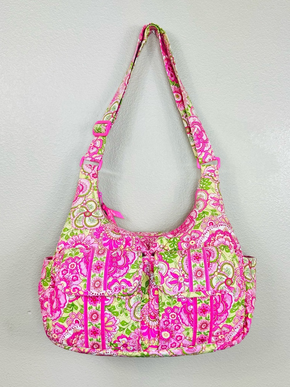 Vera Bradley Large Cargo Sling Crossbody bag Retired Vintage Petal Pink Rare HTF
